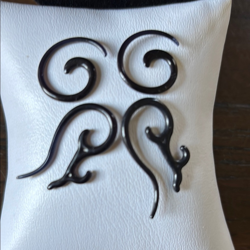 Black Spiral and Hook Earrings